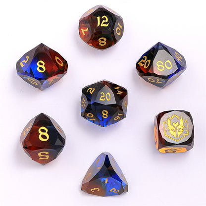Dragon’s Hoard Luster Cut Dice Set - Blue & Brown Glass