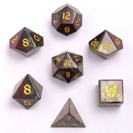 Dragon’s Hoard Gemstone Polyhedral Dice Set - Dragon Bloodstone