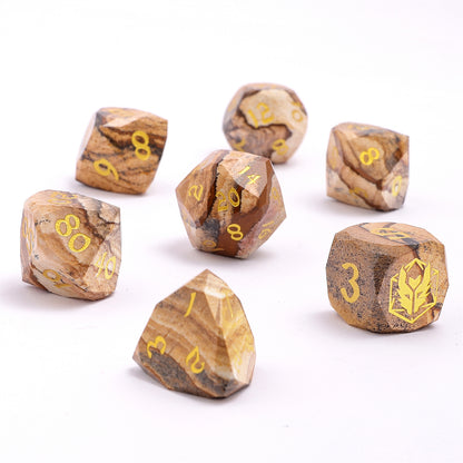 Dragon’s Hoard Luster Cut Dice Set - Picture Jasper