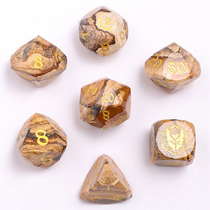 Dragon’s Hoard Luster Cut Dice Set - Picture Jasper