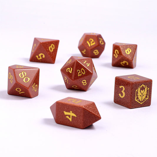 Dragon's Hoard Gemstone Dice Set - Gold Sandstone
