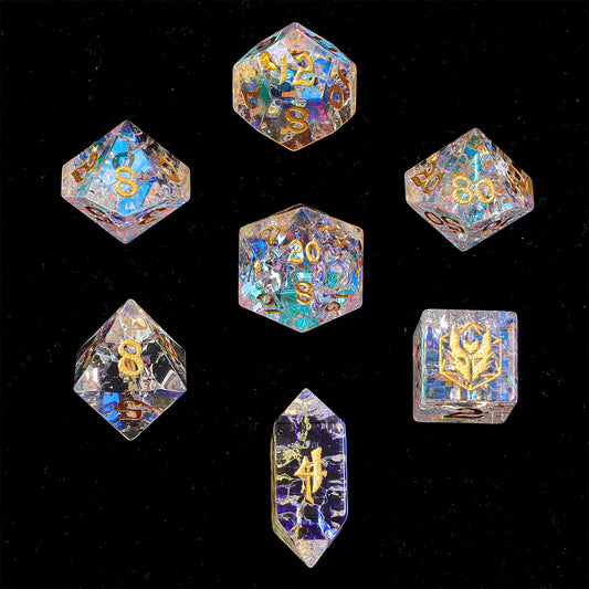 Dragon's Hoard Gemstone Dice Set - Blasted K9 Crystal