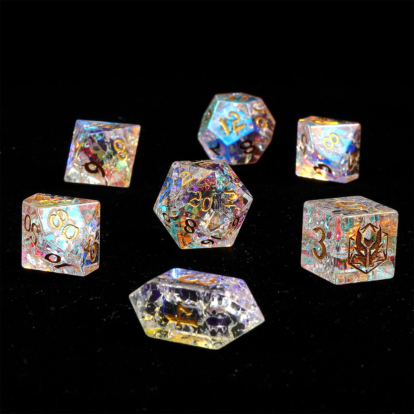 Dragon's Hoard Gemstone Dice Set - Blasted K9 Crystal