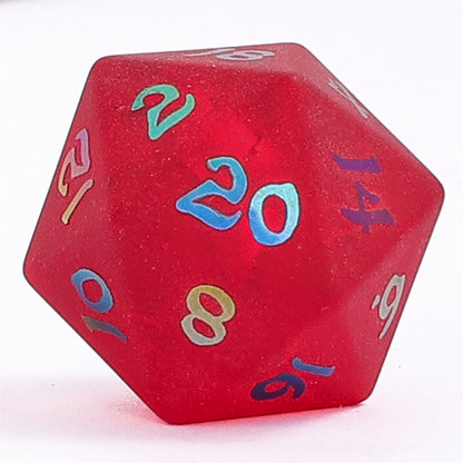 Dragon's Hoard Glass Dice Set - Blasted Frosted Red