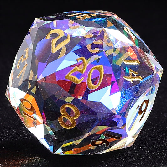 Dragon’s Hoard Luster Cut 30mm D20 - Prismatic Crystal