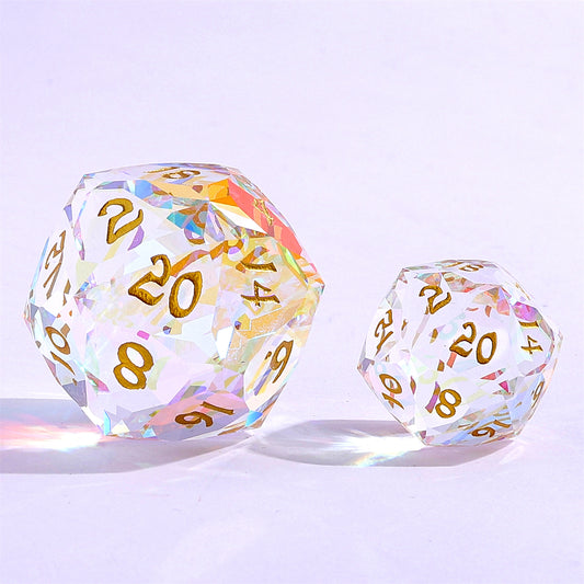 Dragon’s Hoard Luster Cut 30mm D20 - Prismatic Crystal