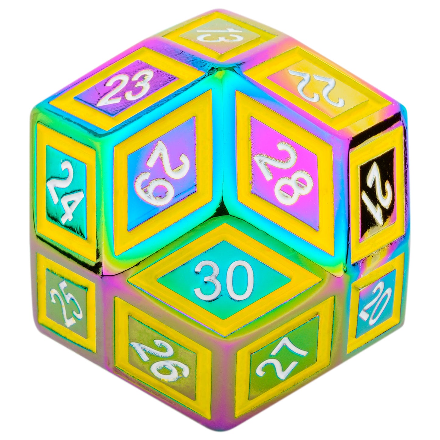 Titan's Fist Metal D30 Dice-Bright Rainbow