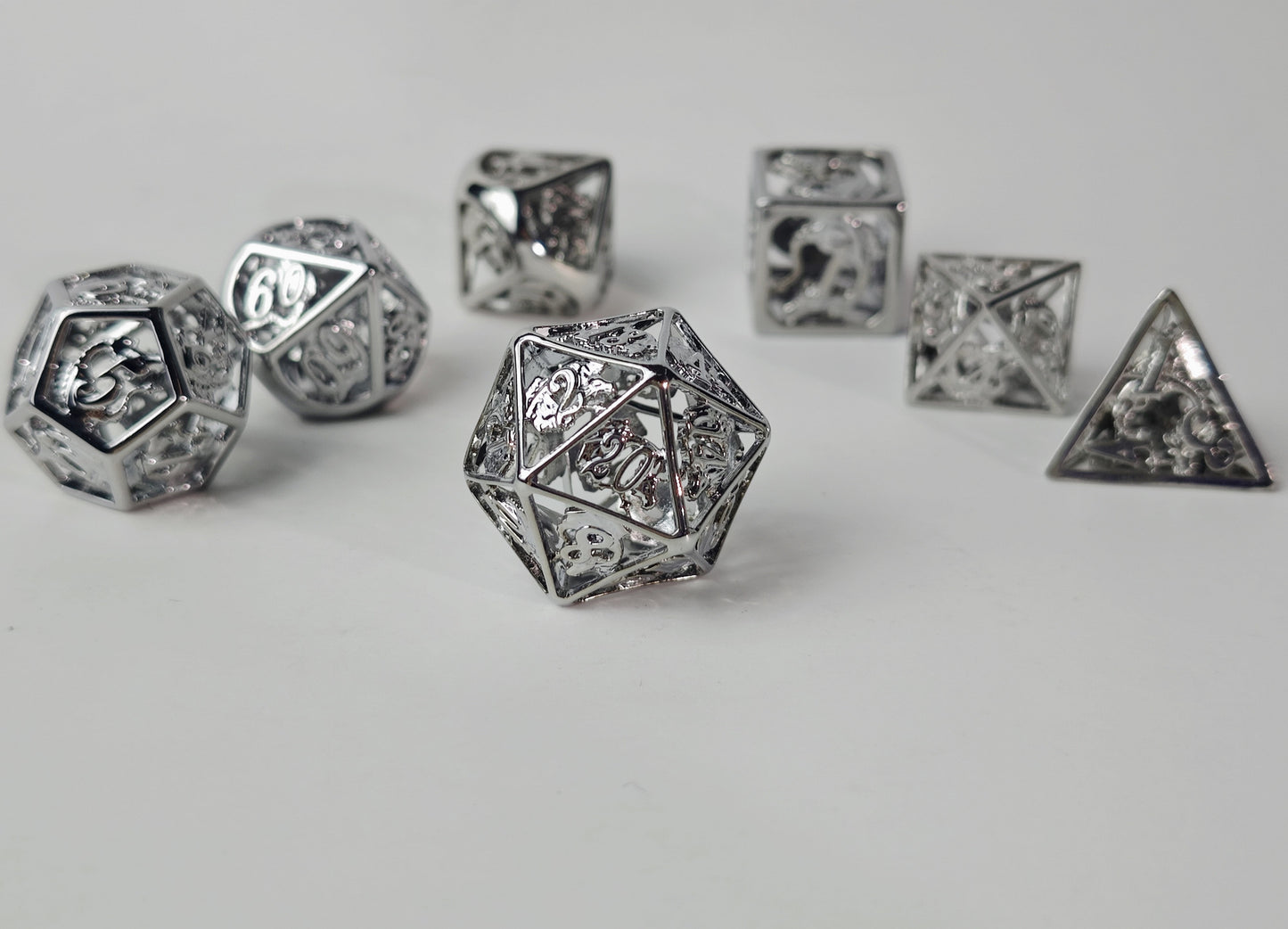 Real stainless steel hollow Dragon cage dice set