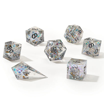 Captured Magic Sharp Edge Resin Dice Set - Crystal