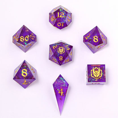 Captured Magic Handmade Sharp Edge Resin Dice-Purple