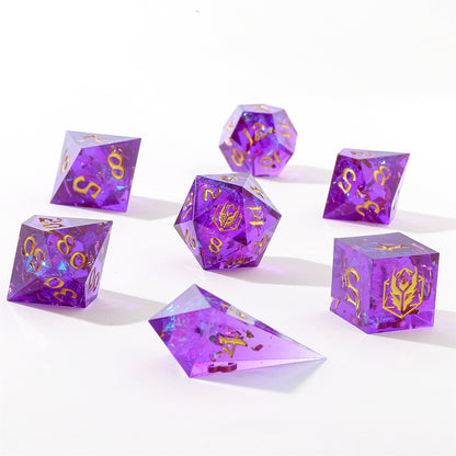 Captured Magic Handmade Sharp Edge Resin Dice-Purple