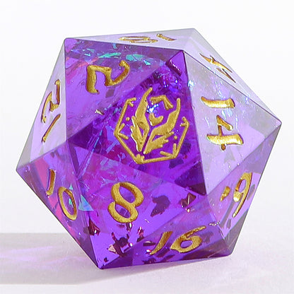 Captured Magic Handmade Sharp Edge Resin Dice-Purple
