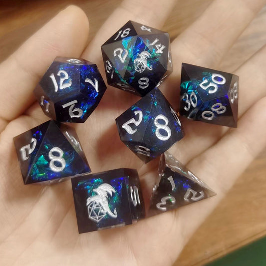 Captured Magic Handmade Sharp Edge Resin Dice-Black