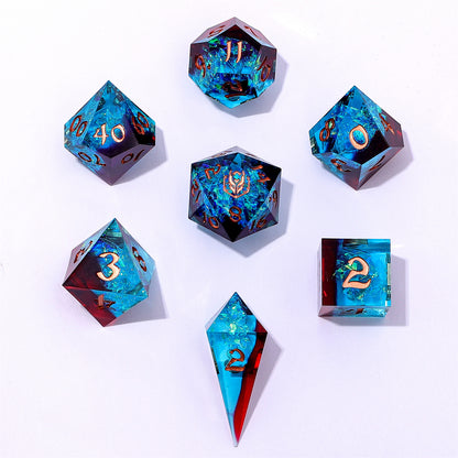 Captured Magic Handmade Sharp Edge Resin Dice-Blue Red Layered