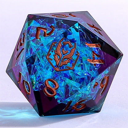 Captured Magic Handmade Sharp Edge Resin Dice-Blue Red Layered