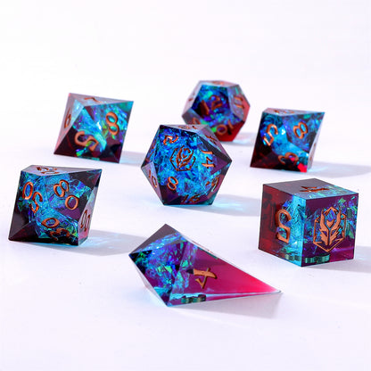 Captured Magic Handmade Sharp Edge Resin Dice-Blue Red Layered