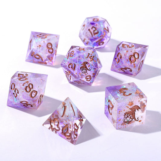 Captured Magic Handmade Sharp Edge Resin Dice-Arcane Amethyst