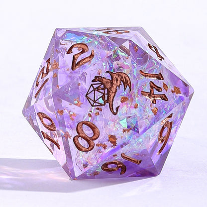 Captured Magic Handmade Sharp Edge Resin Dice-Arcane Amethyst