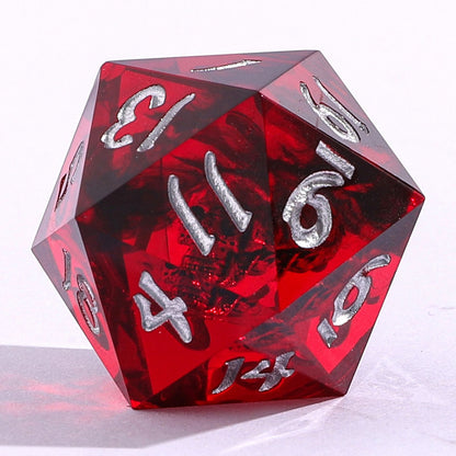 Blood Smoke Sharp Edged Dice Set with Metal Skulls Inclusion