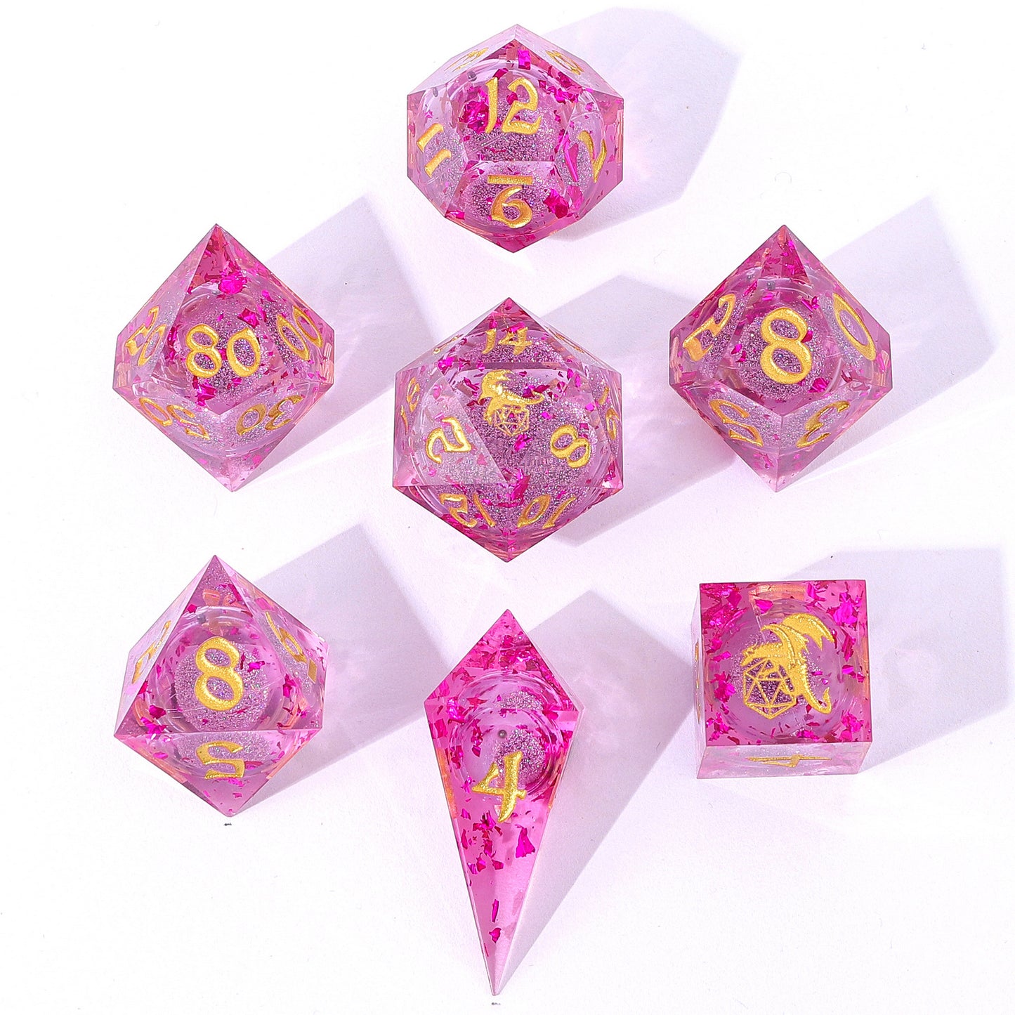 Sharp Edge Liquid Core RPG Dice Set - Pink