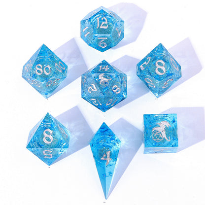 Sharp Edge Liquid Core RPG Dice Set - Aqua