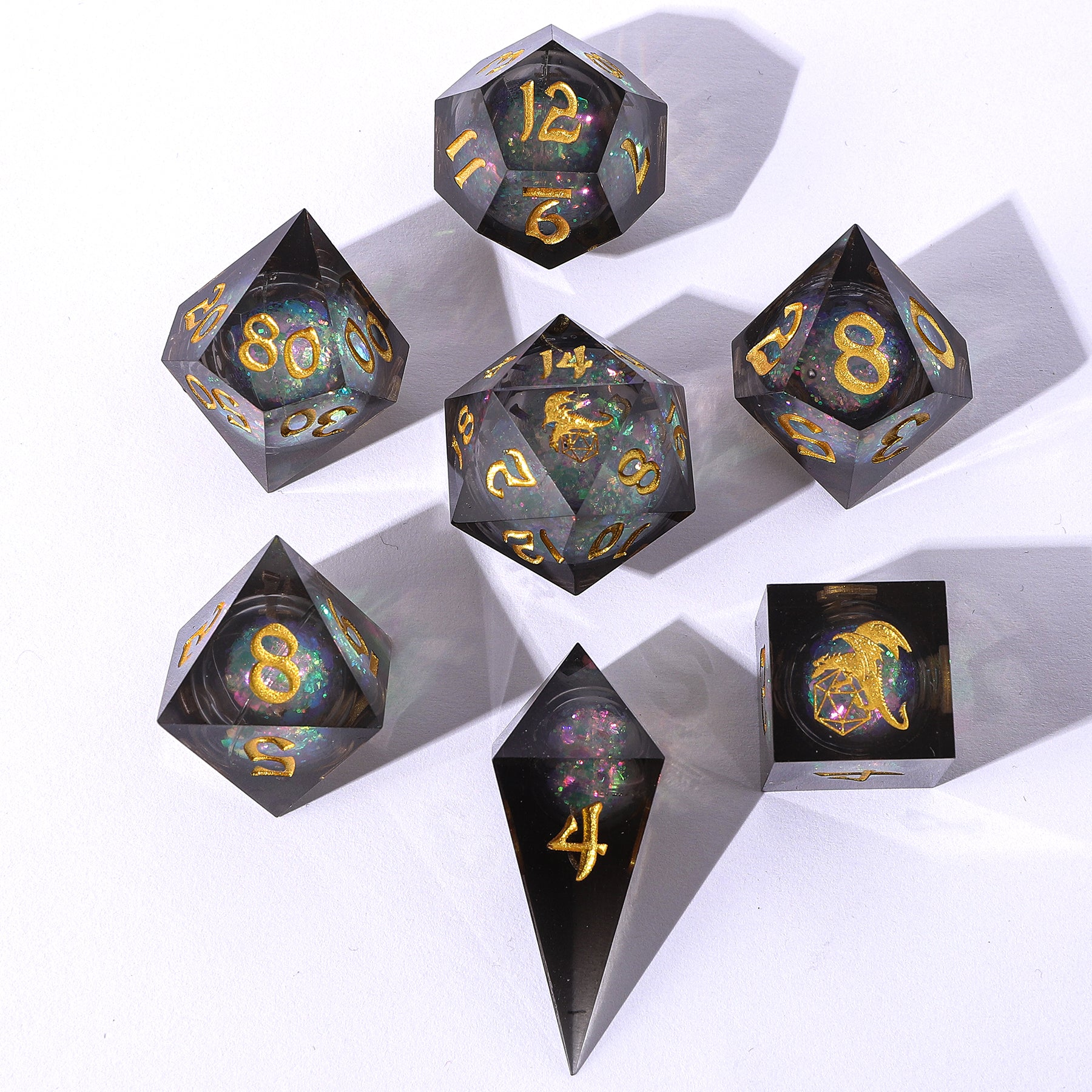 Sharp Edge Liquid Core RPG Dice Set - Cursed Eclipse – HYMGHO Dice