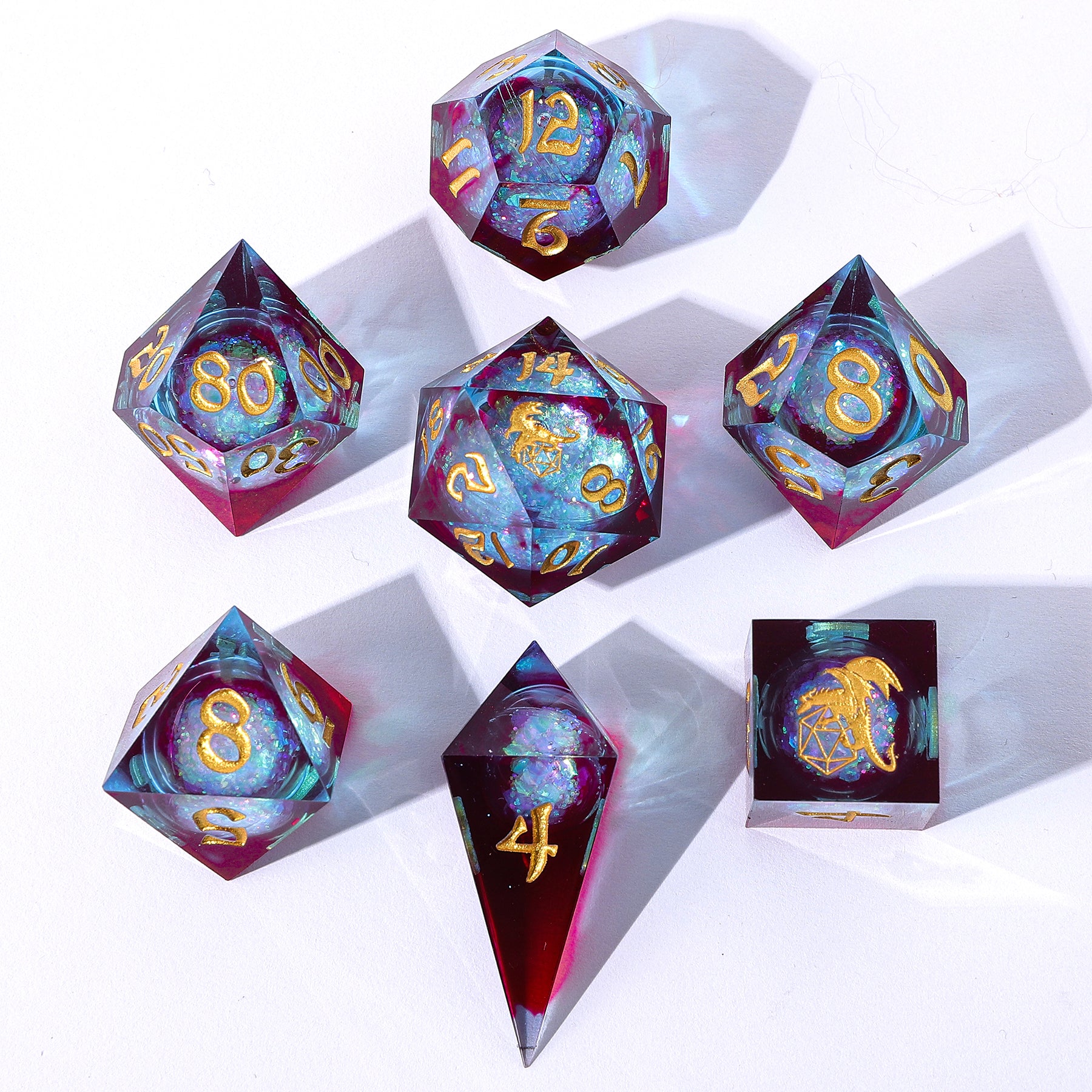 Sharp Edge Liquid Core RPG Dice Set -Elemental Mana – HYMGHO Dice
