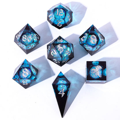 Sharp Edge Liquid Core RPG Dice Set -Twilight Azure