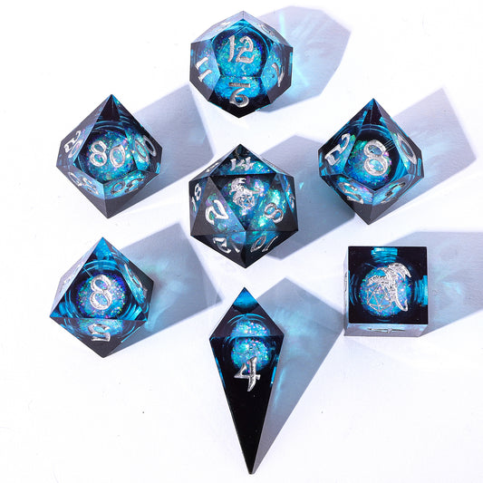 Sharp Edge Liquid Core RPG Dice Set -Twilight Azure