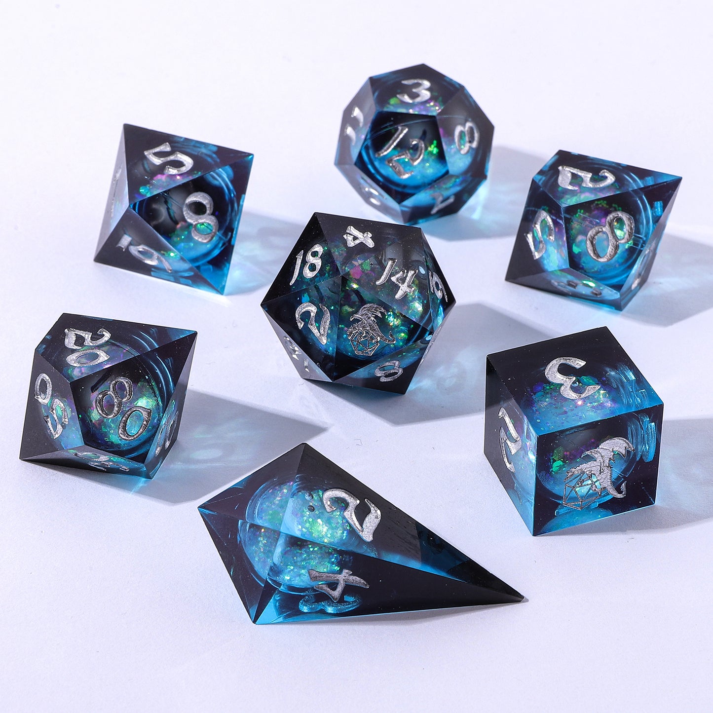 Sharp Edge Liquid Core RPG Dice Set -Twilight Azure – HYMGHO Dice