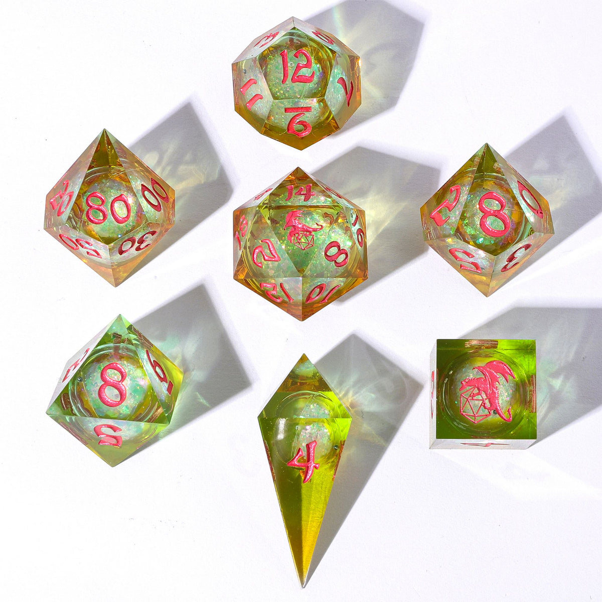 Rpg Dice Loop Sharp Edge Liquid Core RPG Dice Set -Mystic Meadow – HYMGHO Dice
