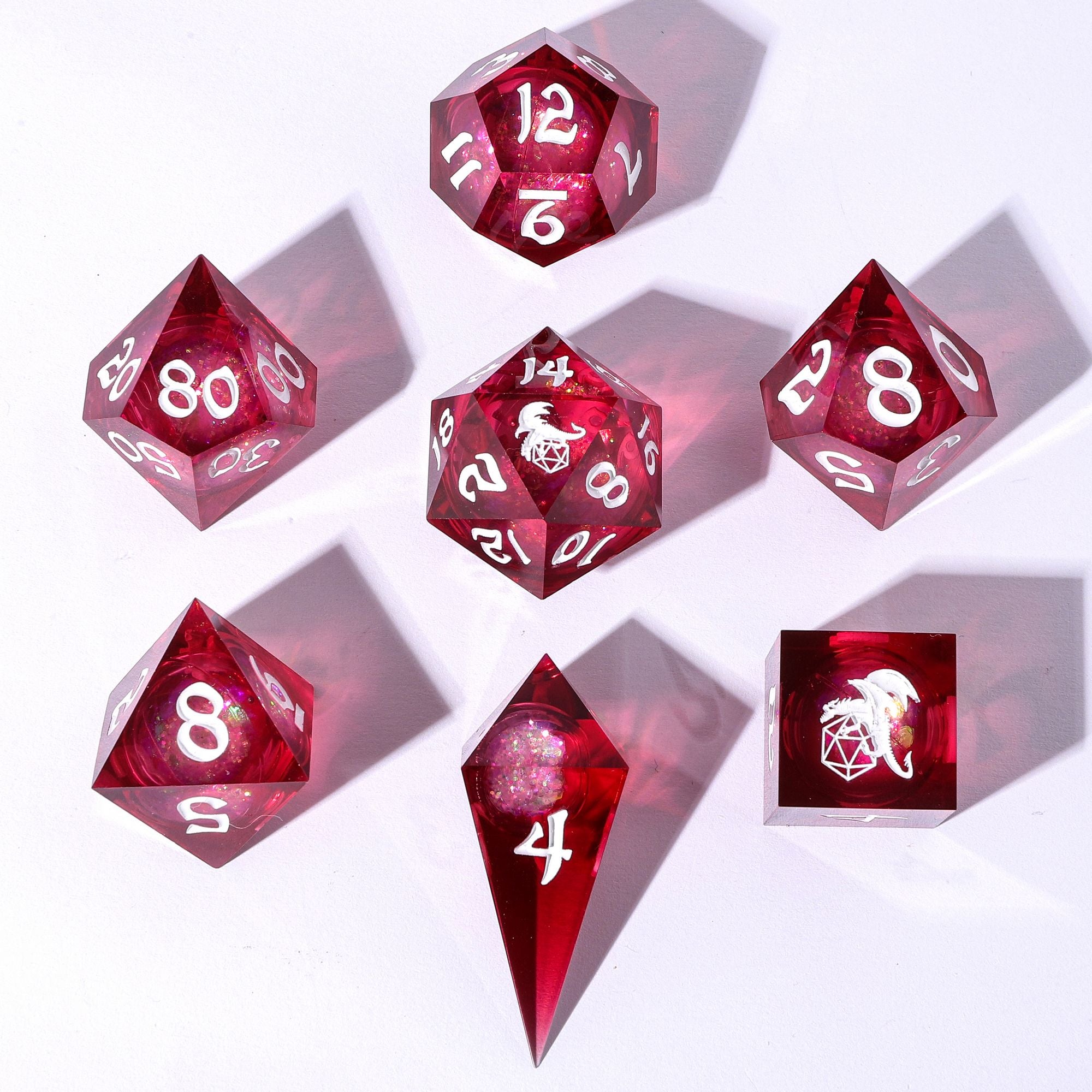 Sharp Edge Liquid Core RPG Dice Set -Shadowfae Euphoria – HYMGHO Dice