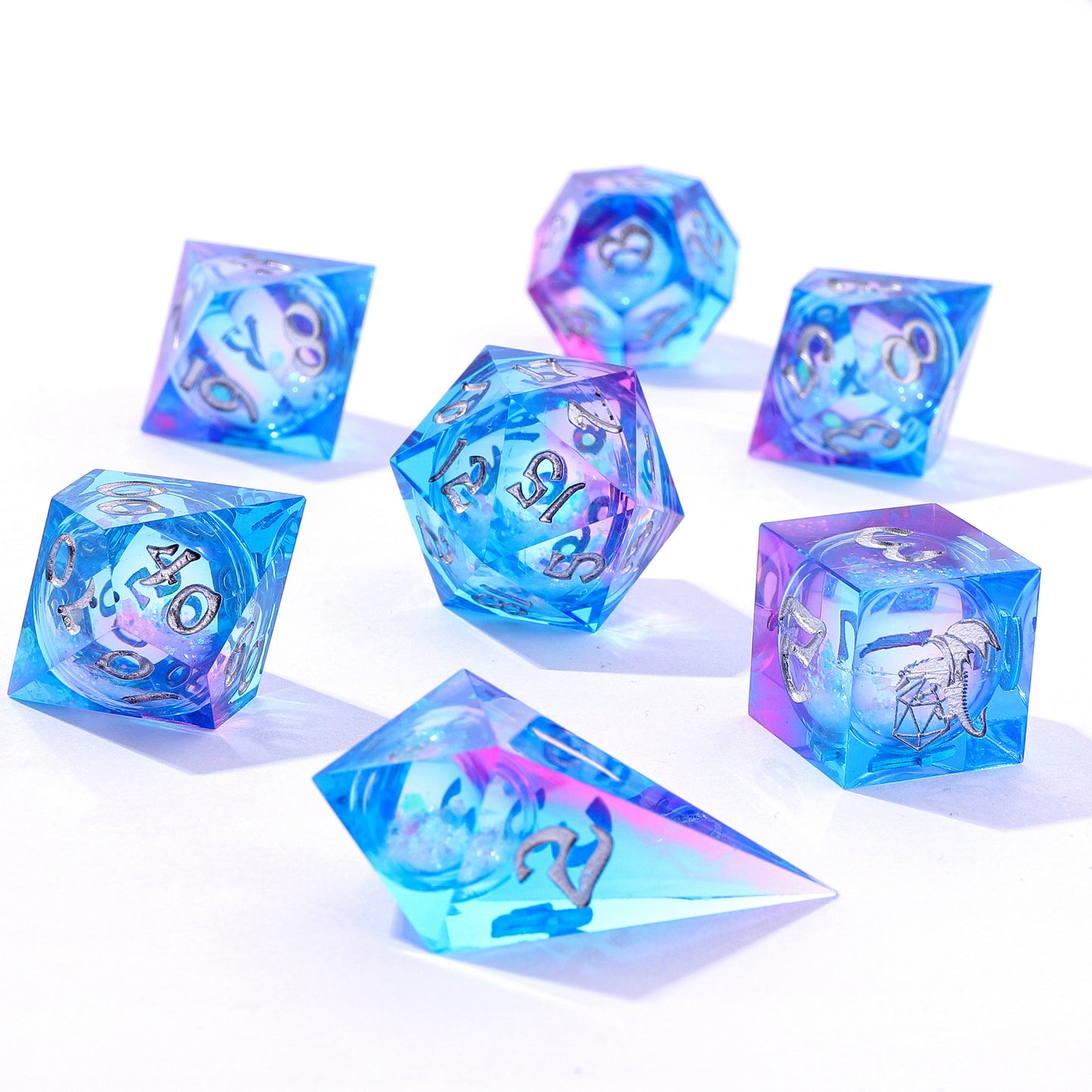 Sharp Edge Liquid Core RPG Dice Set -Fae Storm