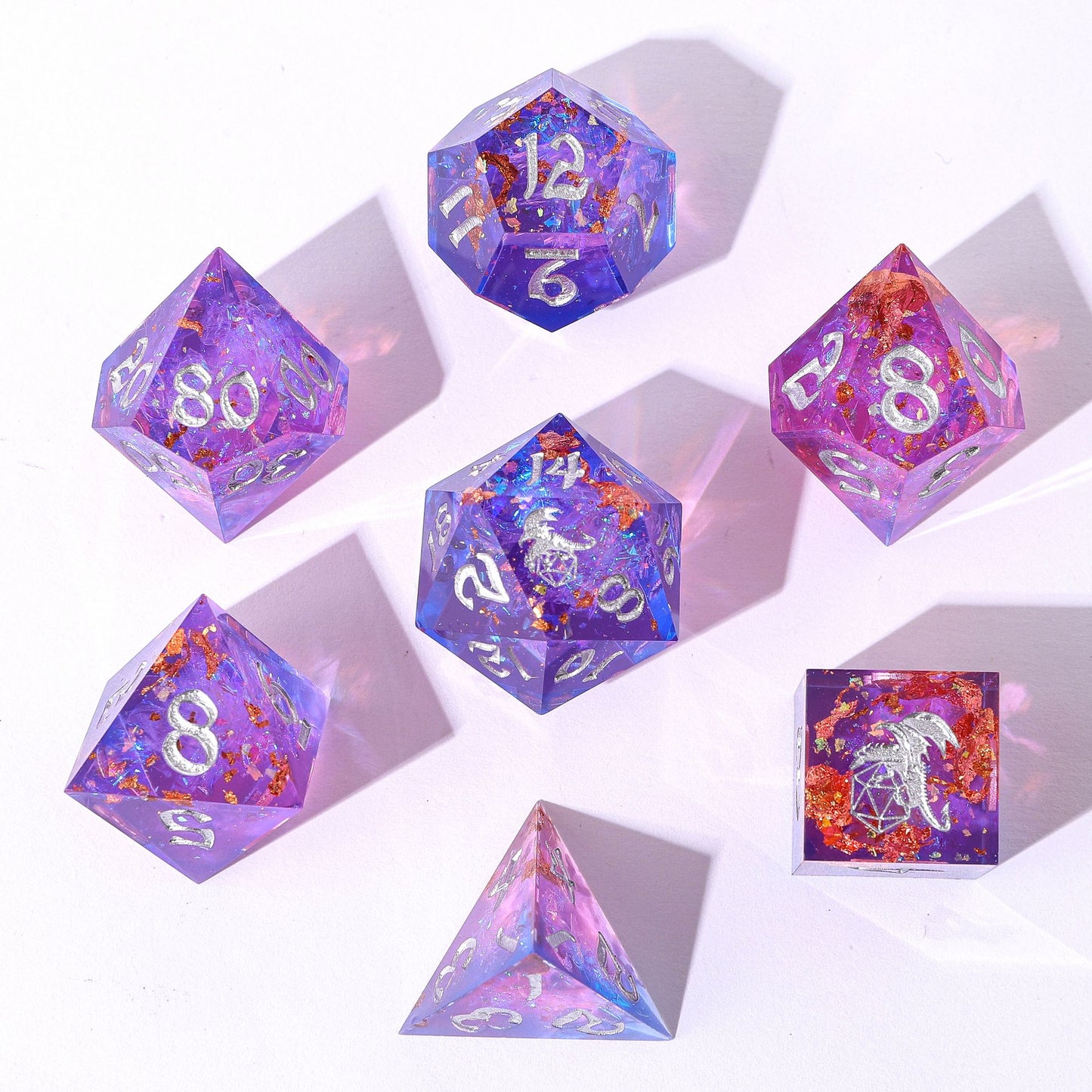 Captured Magic Sharp Edge Resin Dice Set-Gilded Storm