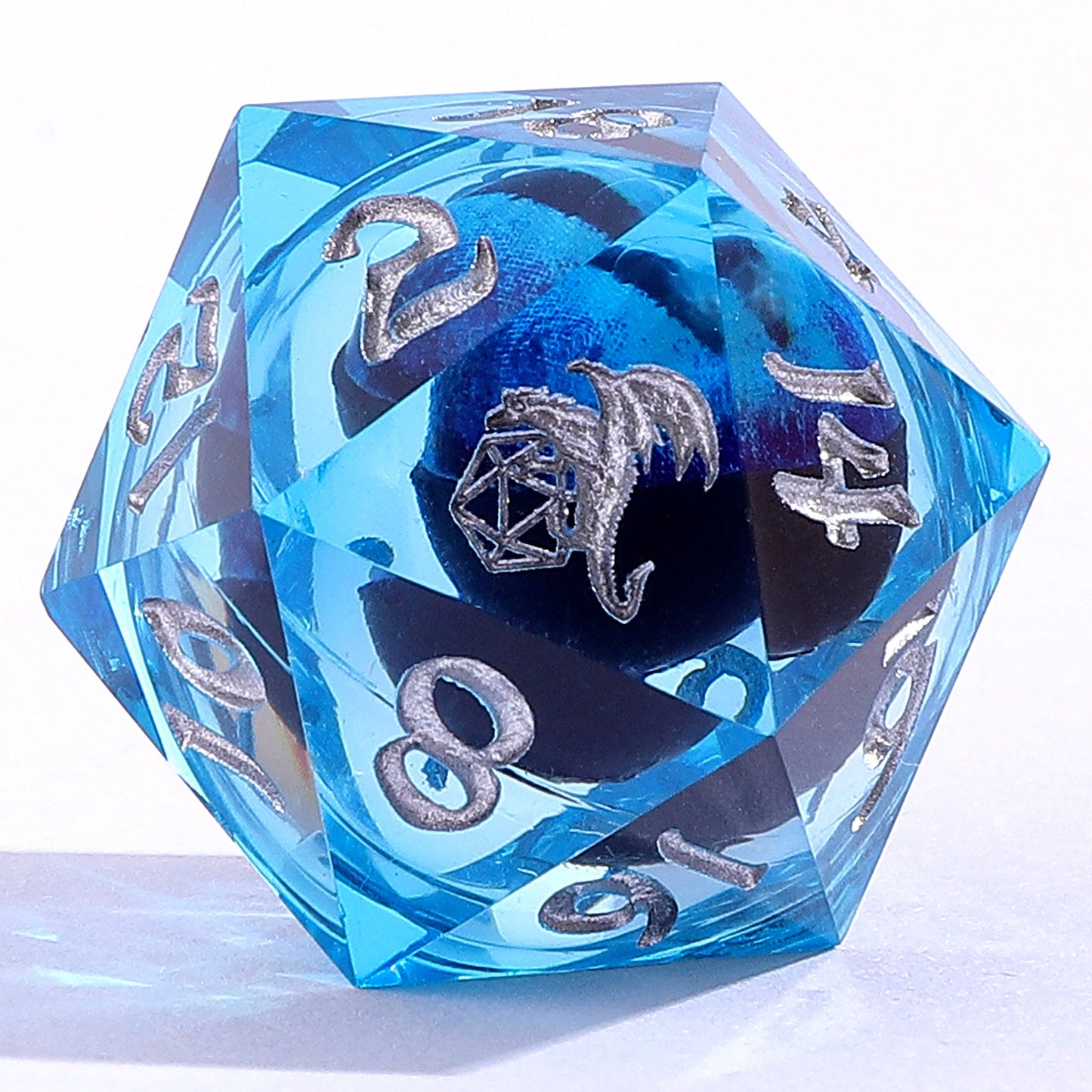 "Always Watching" Dragon's Eye Sharp Edge Resin Dice Set-Blue