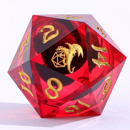 "Always Watching" Dragon's Eye Sharp Edge Resin Dice Set-Red