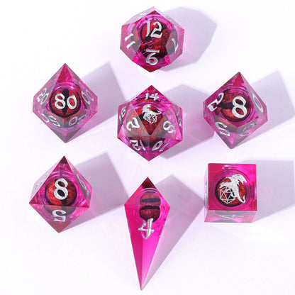 "Always Watching" Dragon's Eye Sharp Edge Resin Dice Set-Pink