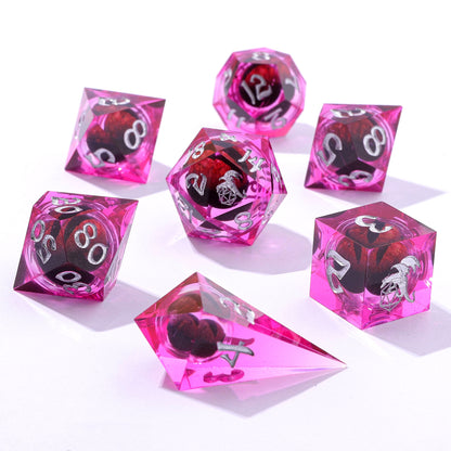 "Always Watching" Dragon's Eye Sharp Edge Resin Dice Set-Pink