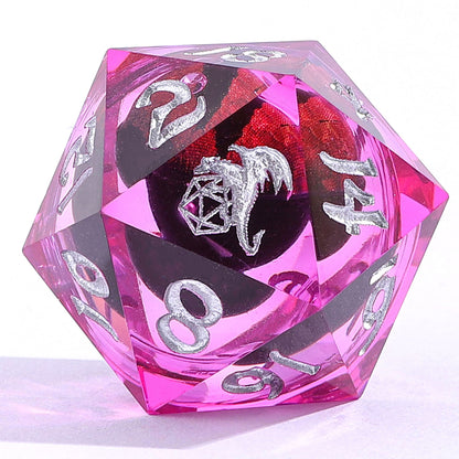 "Always Watching" Dragon's Eye Sharp Edge Resin Dice Set-Pink