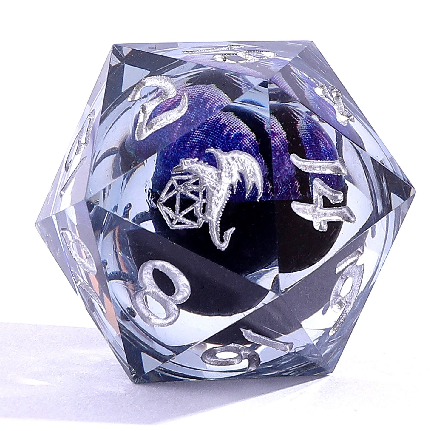 "Always Watching" Dragon's Eye Sharp Edge Resin Dice Set-Smoky Grey