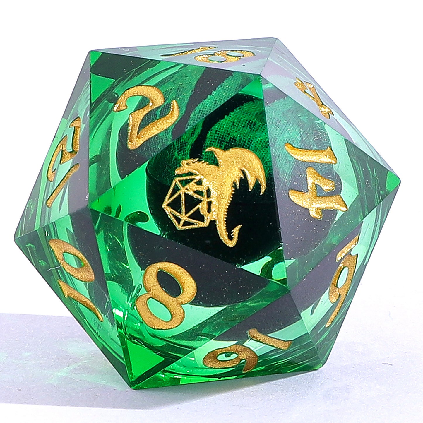 "Always Watching" Dragon's Eye Sharp Edge Resin Dice Set-Green