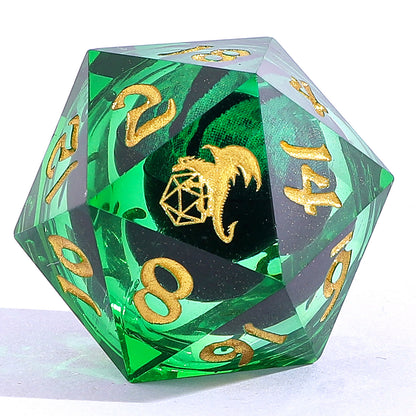 "Always Watching" Dragon's Eye Sharp Edge Resin Dice Set-Green