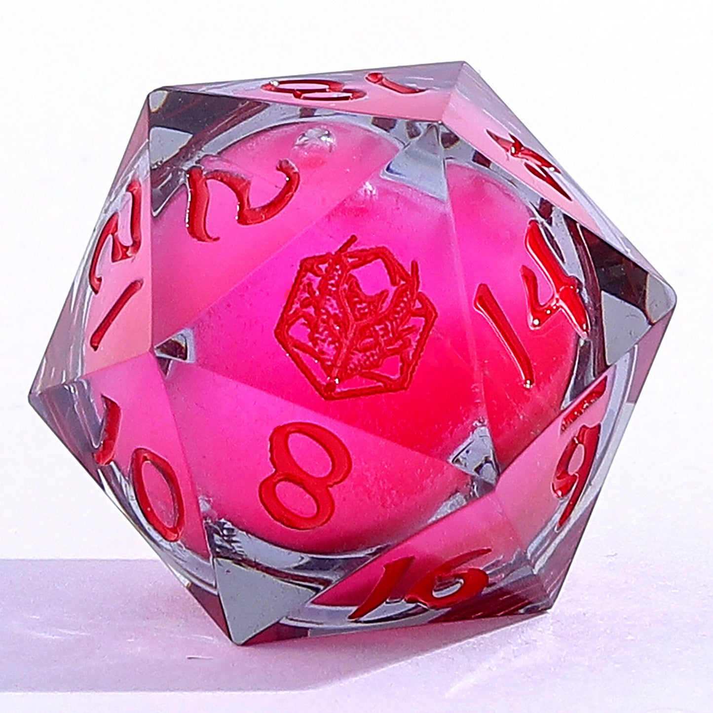 Sharp Edge Liquid Core RPG Dice Set Glow In The Dark -Red