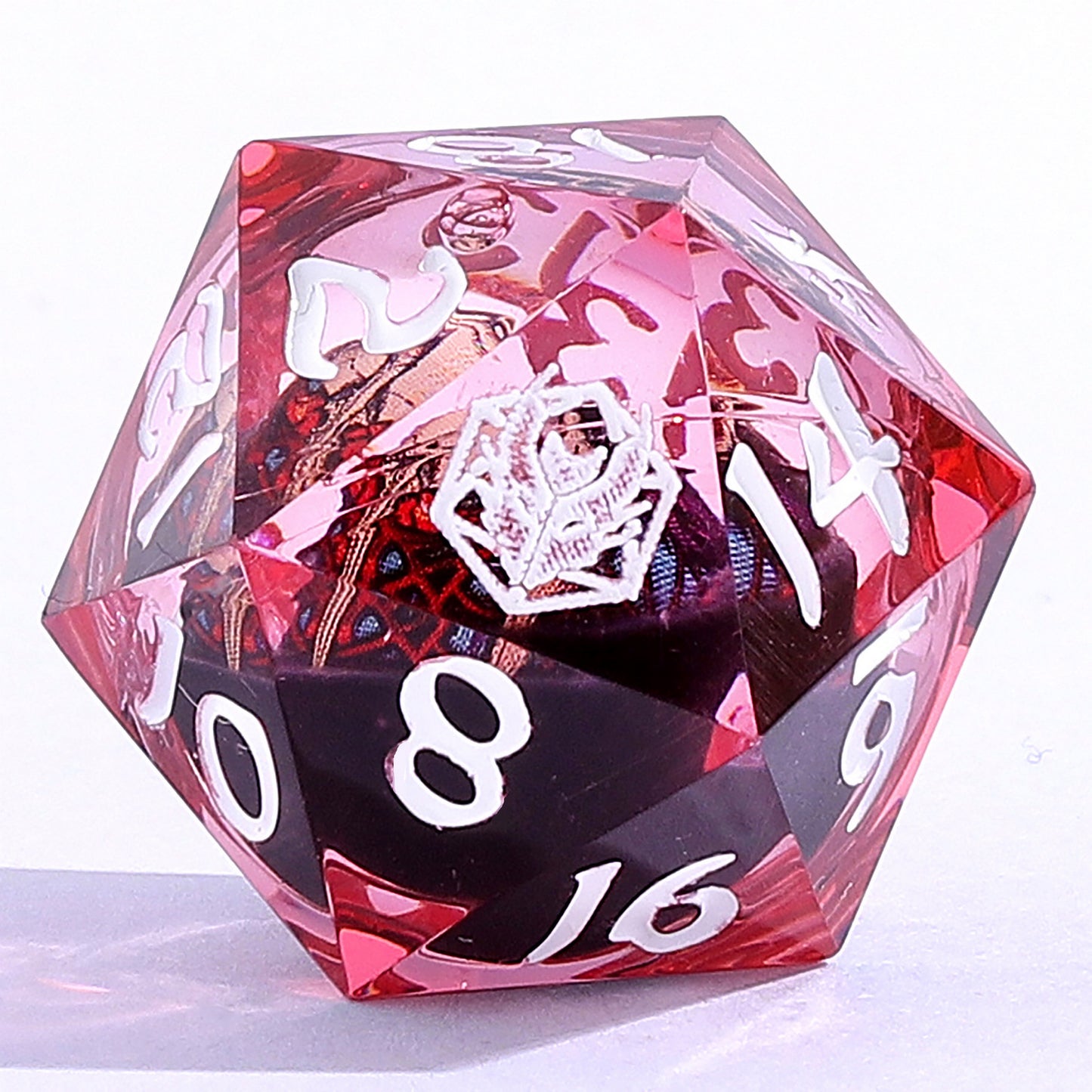 "Always Watching" Sneering Skull Sharp Edge Resin Dice Set-Red