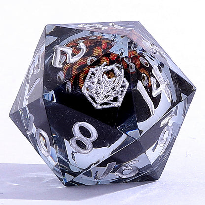 "Always Watching" Sphere Of Many Eyes Sharp Edge Resin Dice Set-Yellow