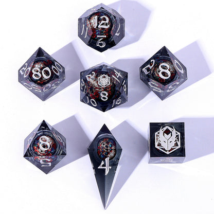 "Always Watching" Bone Gaze Sharp Edge Resin Dice Set-Black