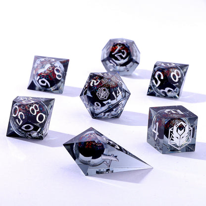 "Always Watching" Bone Gaze Sharp Edge Resin Dice Set-Black