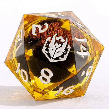 "Always Watching" Dragon's Eye Sharp Edge Resin Dice Set-Orange
