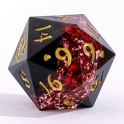 Captured Magic Sharp Edge Resin Dice Set-Mana Path Red