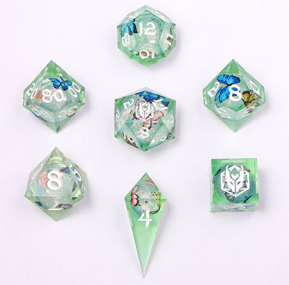 Sharp Edge Liquid Core RPG Dice Set - Butterfly Kaleidoscope